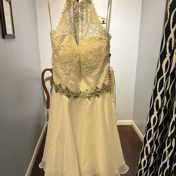 white short dress with gold belt Strapless Blue Keyhole Metallic Tight Homecoming Dress – Modsele main image 1